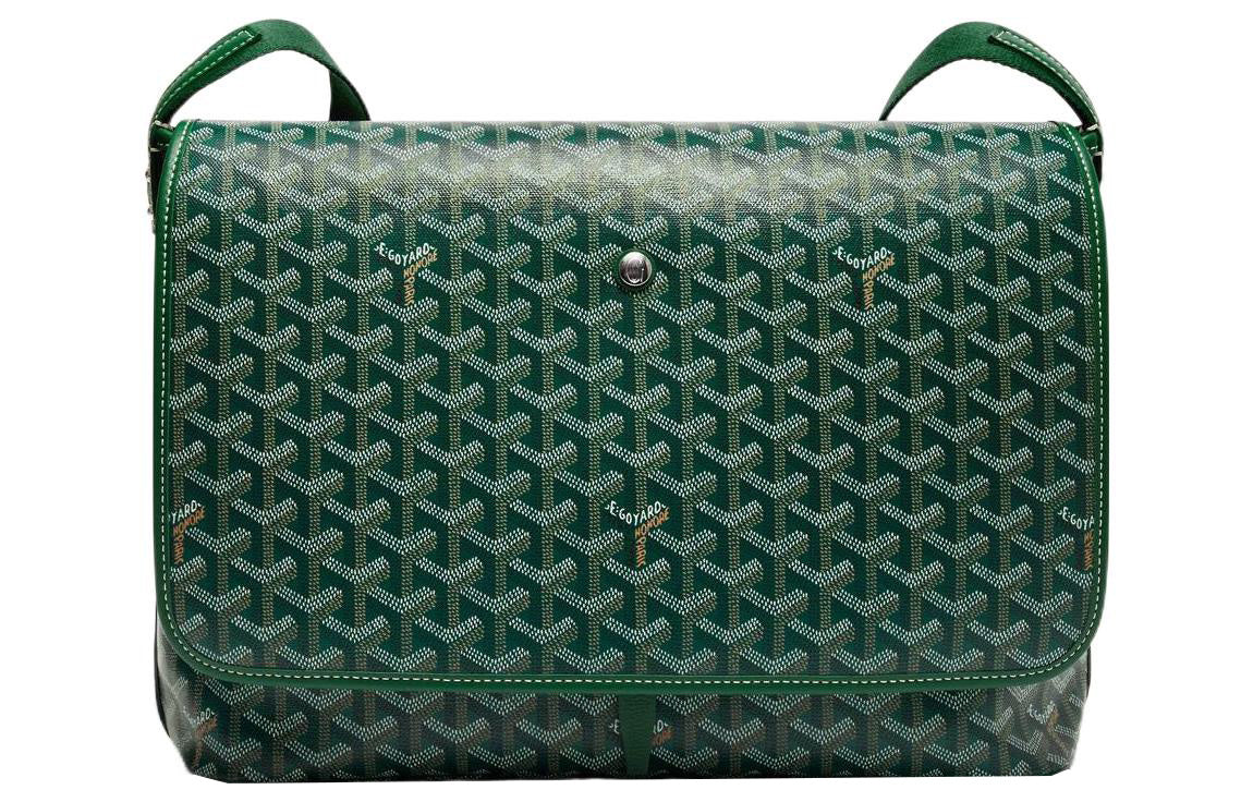 GOYARD CAPETIEN Canvas With Leather Envelope Bag, Messenger Bag, Shoulder Bag, Crossbody Bag Medium Size Unisex Green