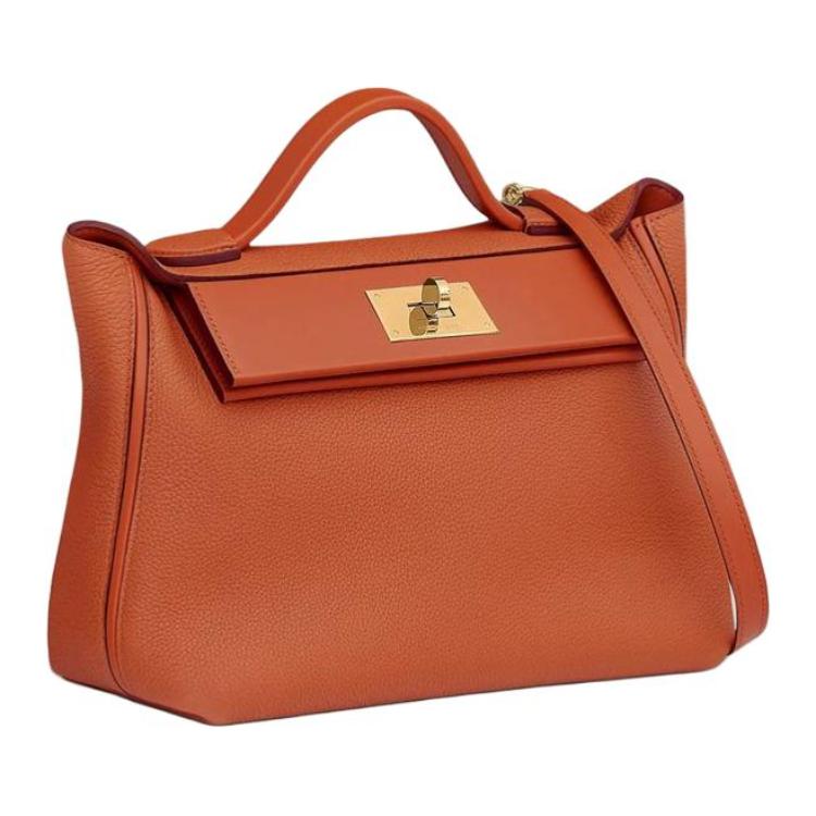 HERMES 24/24 Maurice With Swift Calfskin Crossbody Handbag Shoulder Bag Women's Clay Brown