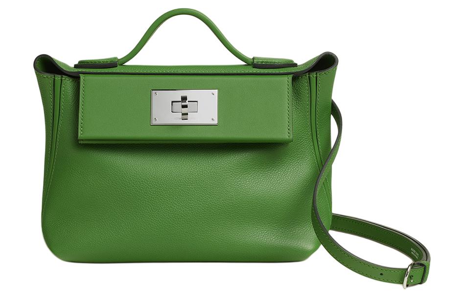 HERMES 24/24 Evercolor With Swift Calfskin Handbag Shoulder Bag Crossbody Bag Mini Women's Orchid Green