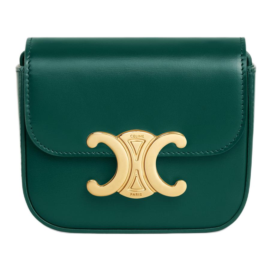 CELINE Calfskin Shoulder Bag, Crossbody Bag Mini Women's Racing Green