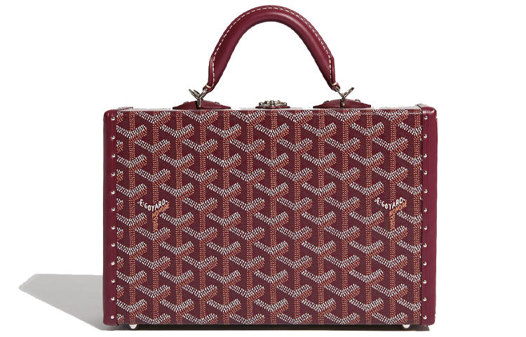 GOYARD Grand Hôtel Canvas With Leather Box Bag Handbags Women's Burgundy