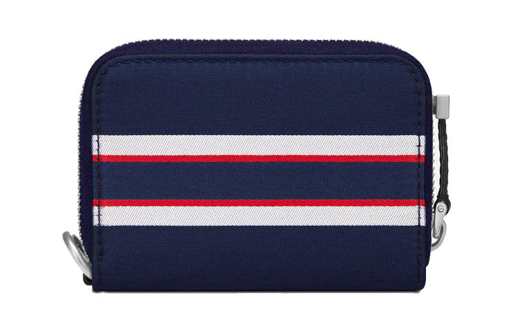DIOR Travel Tricolor Technical Fabric Coin Purse, Card Holder Unisex Red/Blue/White