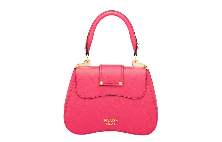 PRADA Cow Leather Shoulder Bag Crossbody Bag Handbag Women's Rose Red