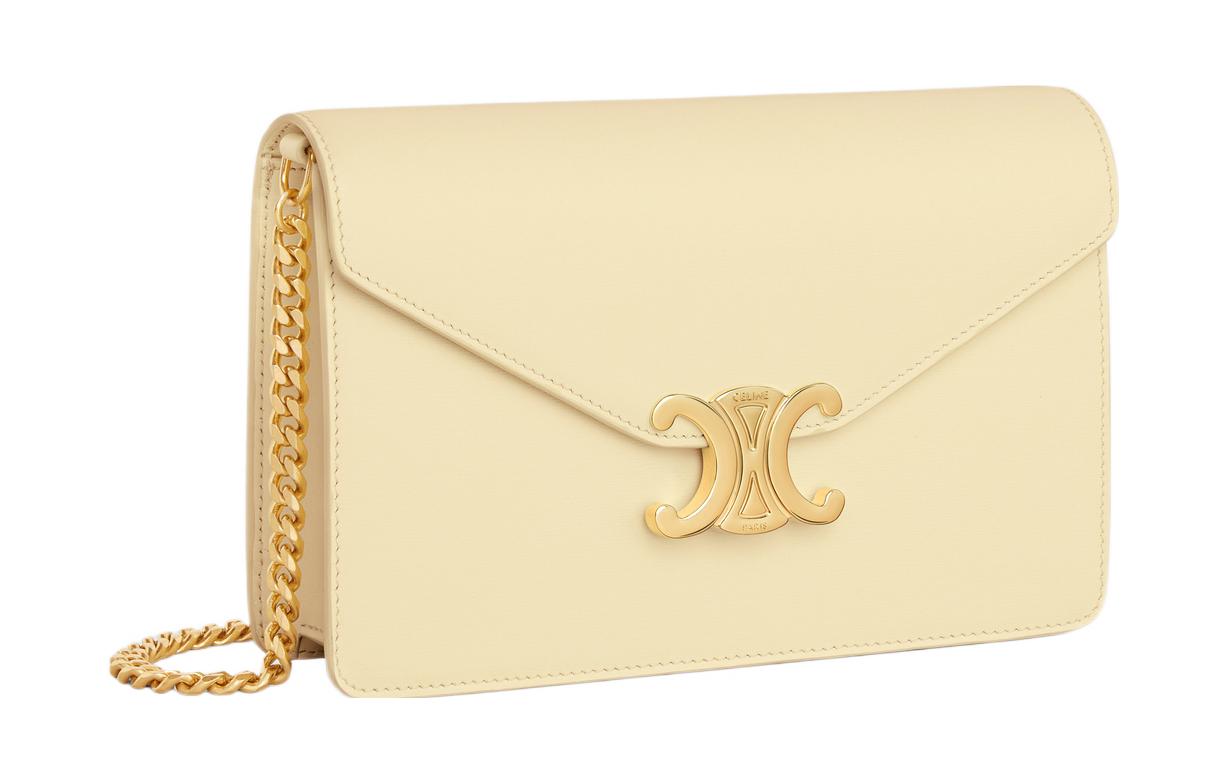 CELINE Cow Leather Wallet Regular Women's Sunshine Yellow