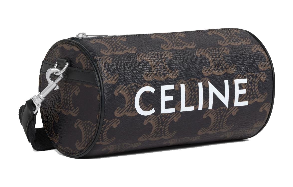 CELINE Cow Leather Binding Cylinder Bag Crossbody Bag Shoulder Bag Men's Black