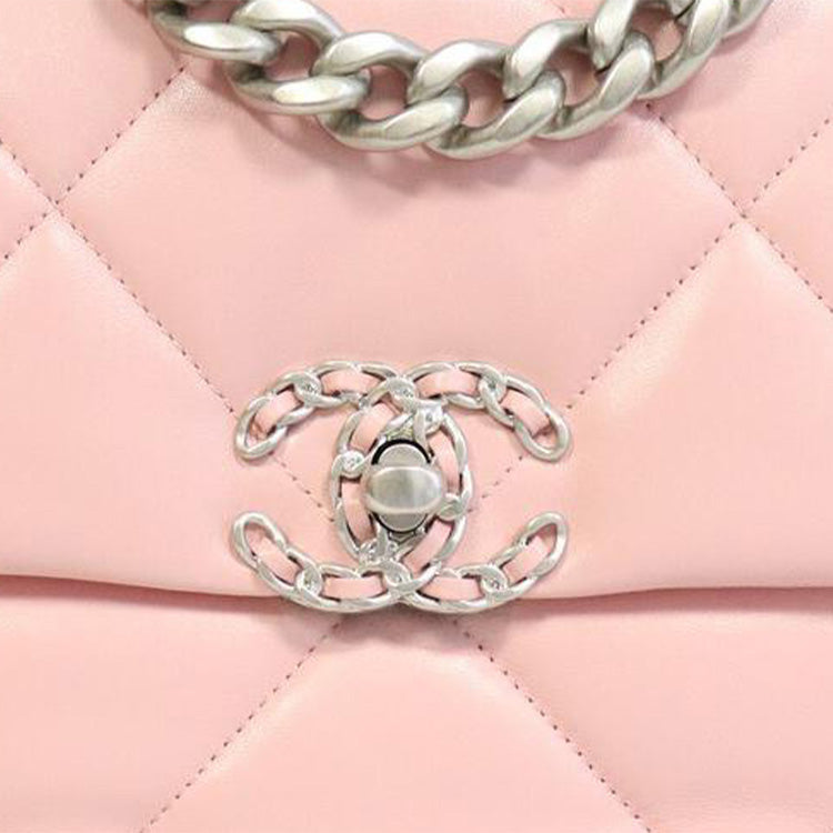 CHANEL 19Bag Lambskin Shoulder Bag Crossbody Bag Large Size Women's Pink