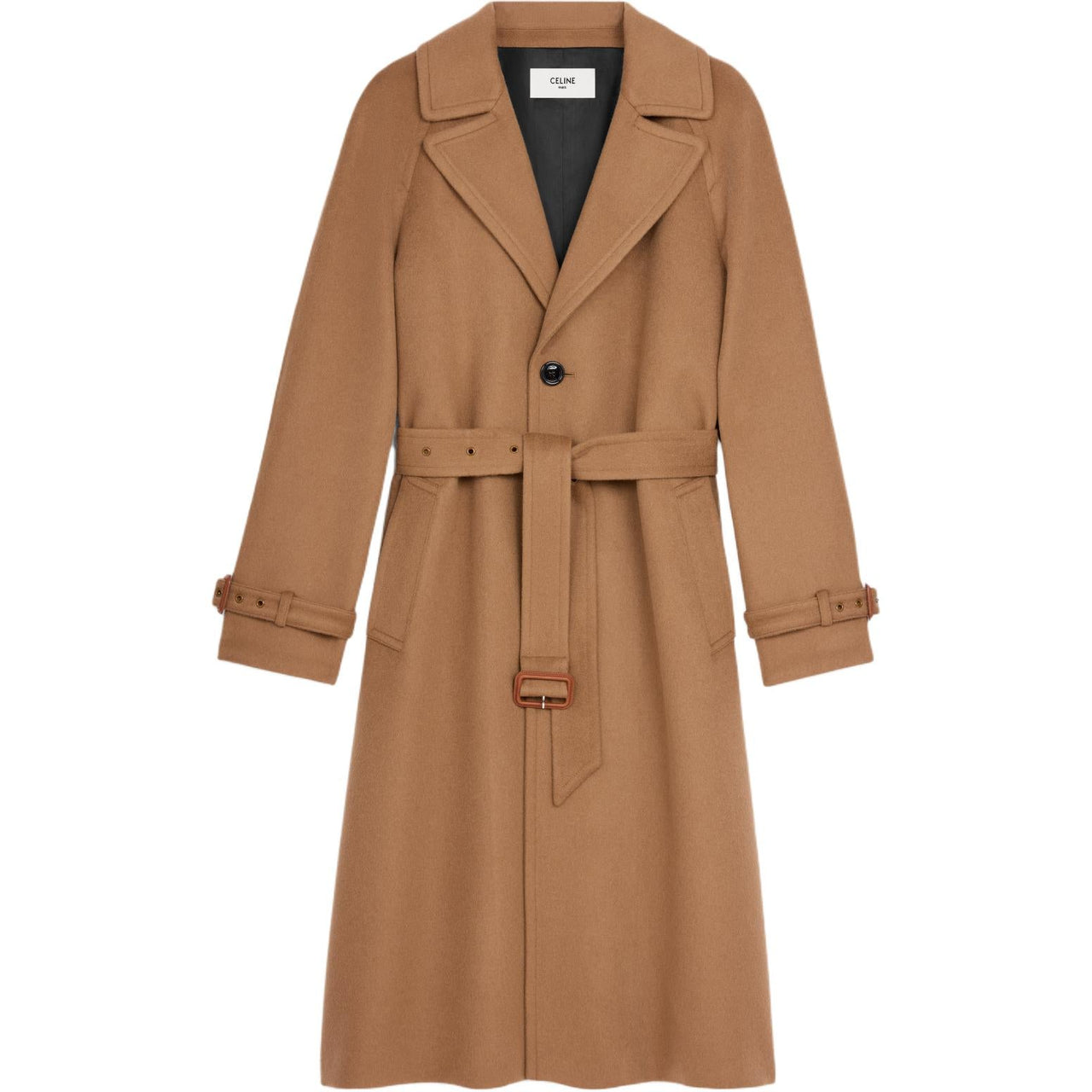 CELINE Belted Button Up Coat