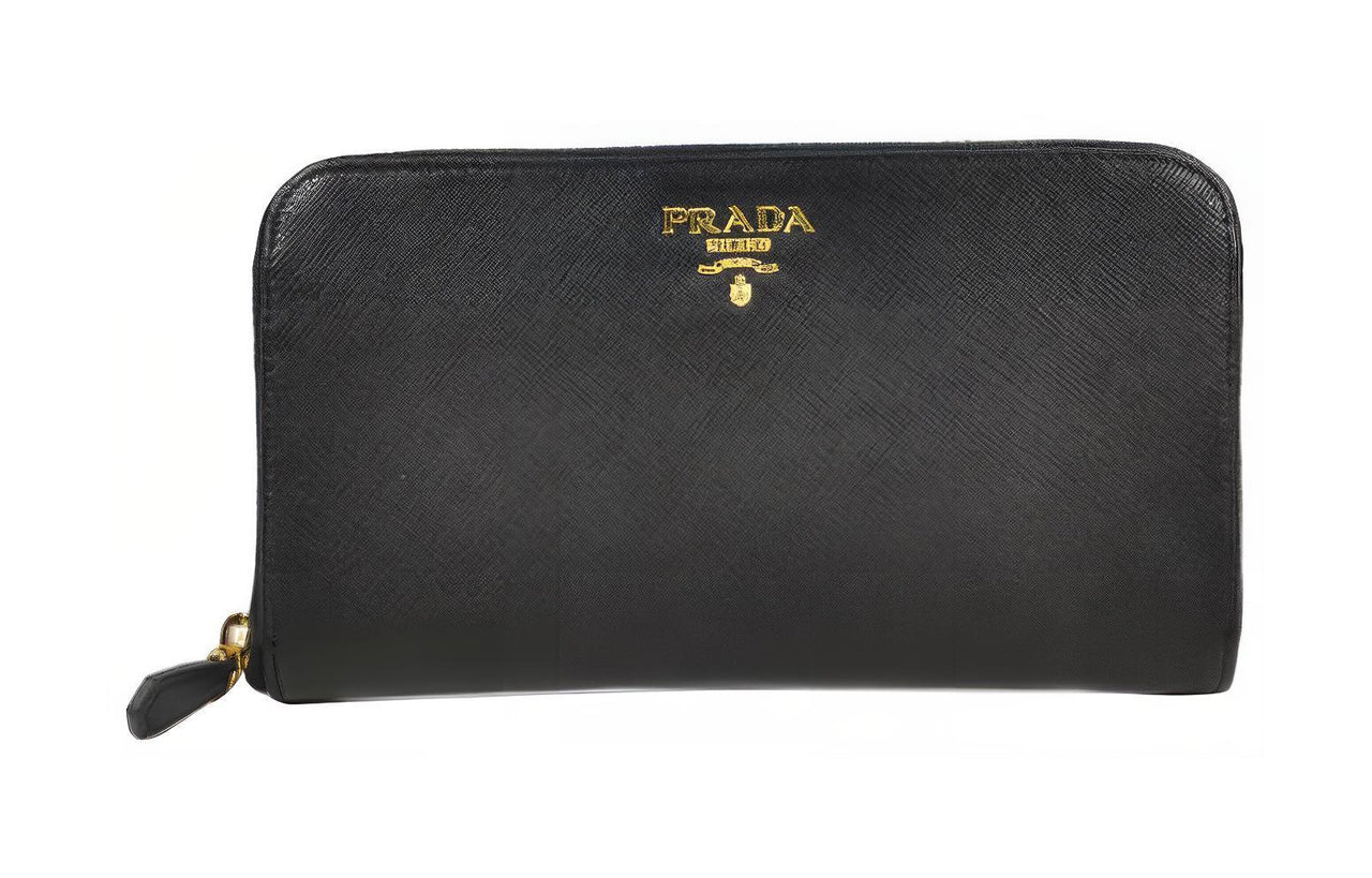 PRADA Calfskin Wallet Men's Black