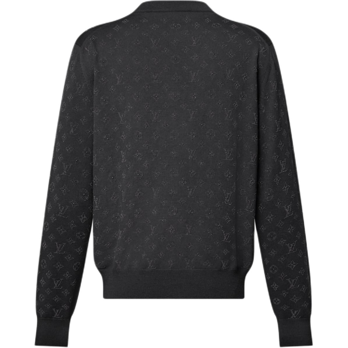 LOUIS VUITTON Monogram Embellished Wool Evening Crewneck
