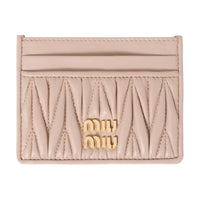 MIU MIU Quilting Nappa Leather Card Holder Women's Light Pink