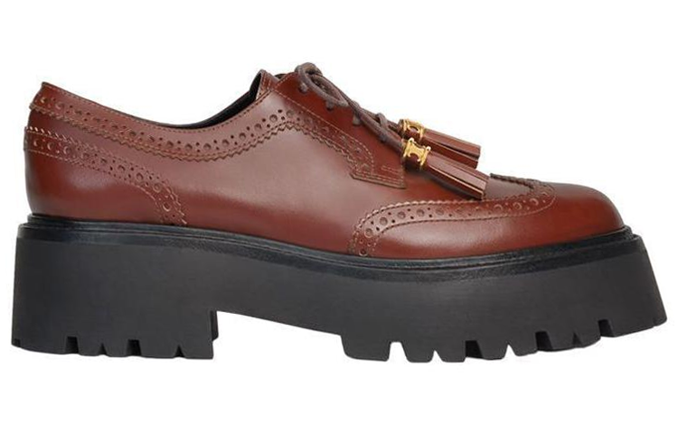 CELINE Platform Shoes Women's Red Brown