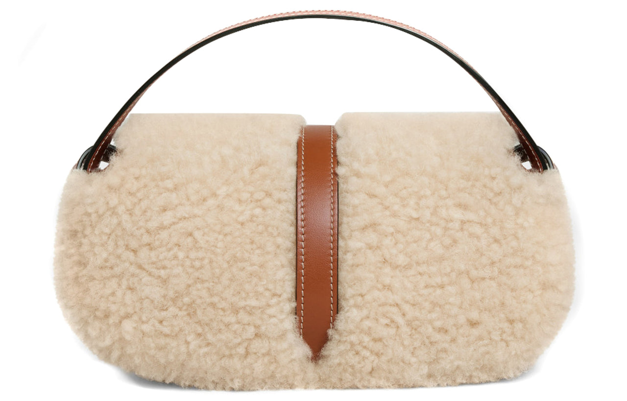 CELINE Cow Leather Handbag, Shoulder Bag, Crossbody Bag Trumpets Women's Beige/Tan