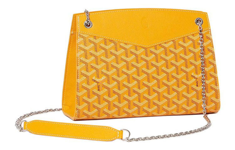 GOYARD Rouette Canvas With Leather Totes Chain Bag Shoulder Bag Small Size Women's Yellow