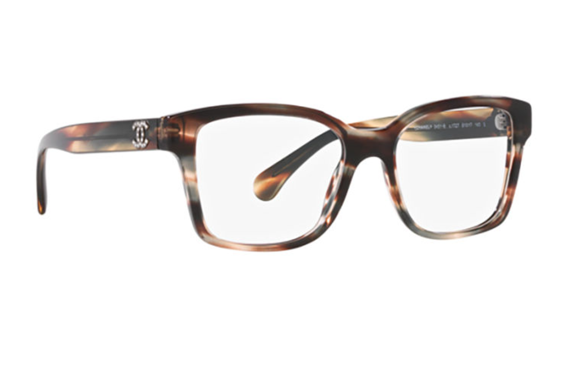 CHANEL - Rectangular Eyeglass Frames Men's Brown