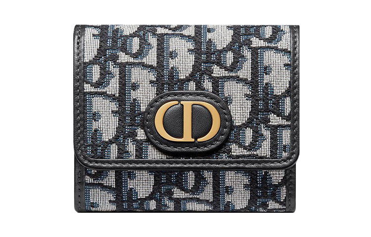 DIOR 30 Montaigne Canvas Wallet Women's Denim Blue