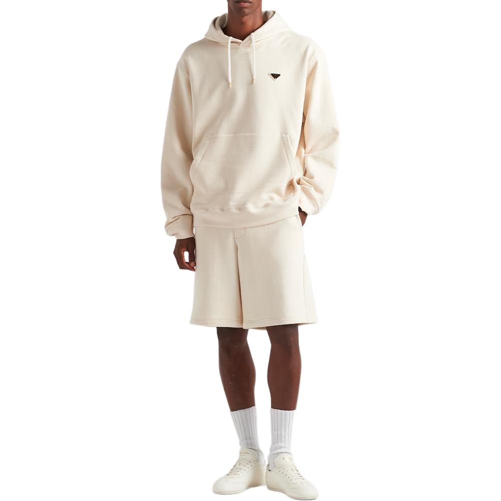 PRADA Enamel Triangle Logo Elasticated Waistband Track Shorts