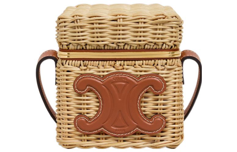 CELINE Cow Leather Shoulder Bag Crossbody Bag Small Size Women's Natural Color/Tan