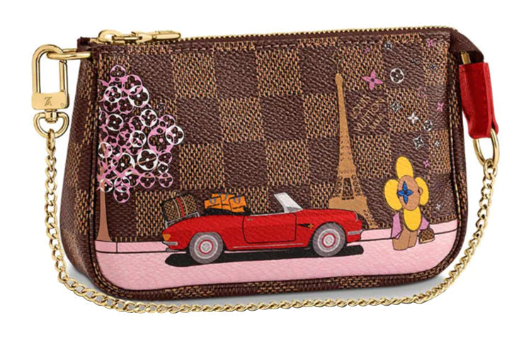 LOUIS VUITTON Mini Pochette Accessoires Damier Ebene Vivienne Paris Red Lining