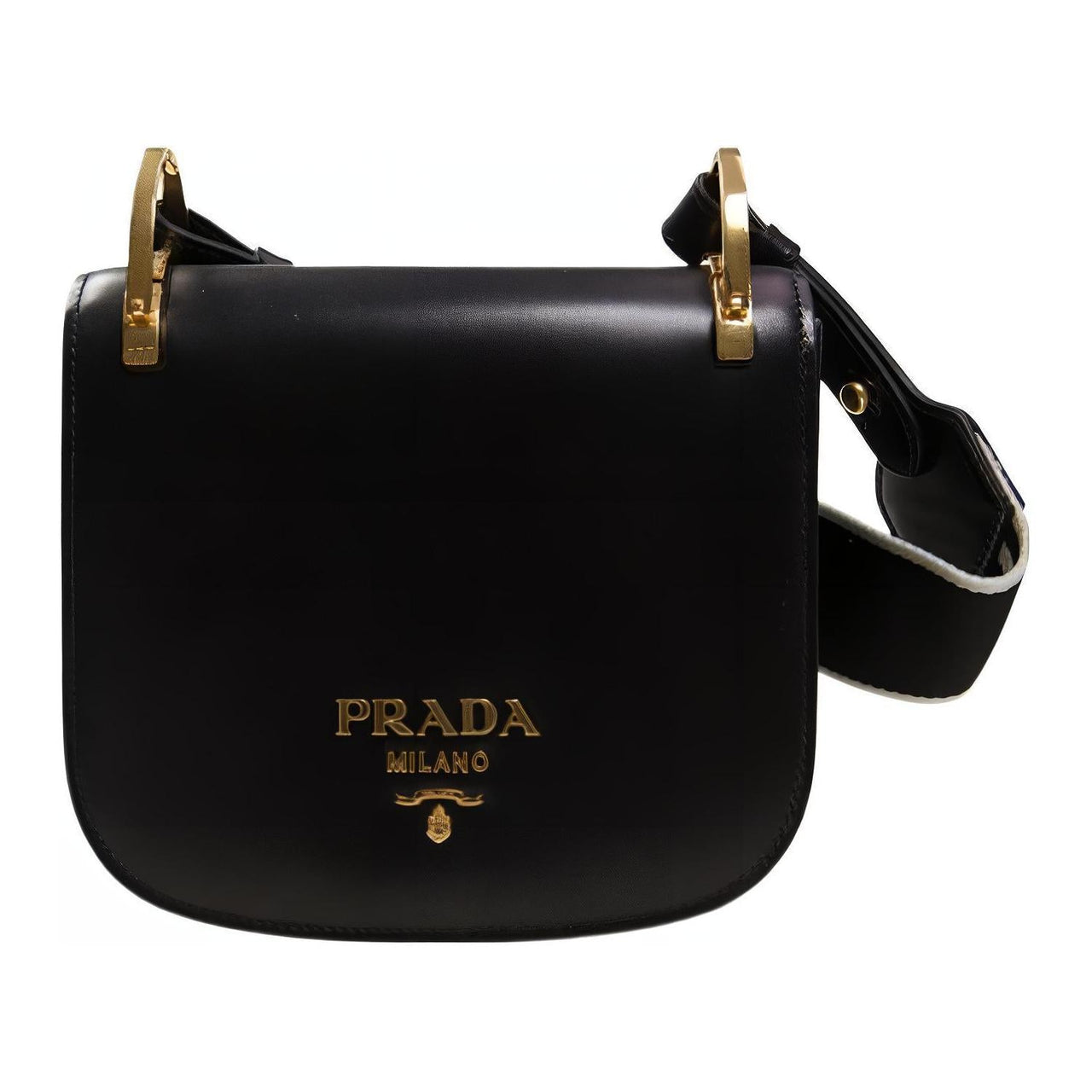 PRADA Cow Leather Shoulder Bag Women's Black