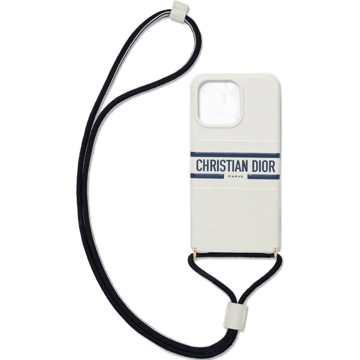 DIOR Cow Leather Material Lanyard Protective Case Impact-Resistant Wear-Resistant Phone Cases Works With IPhone 13 Pro