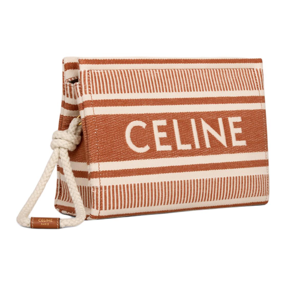 CELINE Fabric Clutch Women's Ochre
