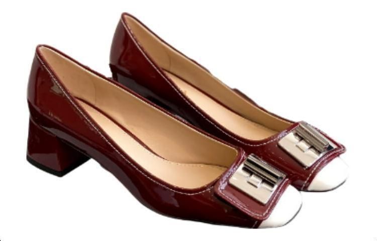PRADA Chunky Heel High Heels 4cm Women's Red
