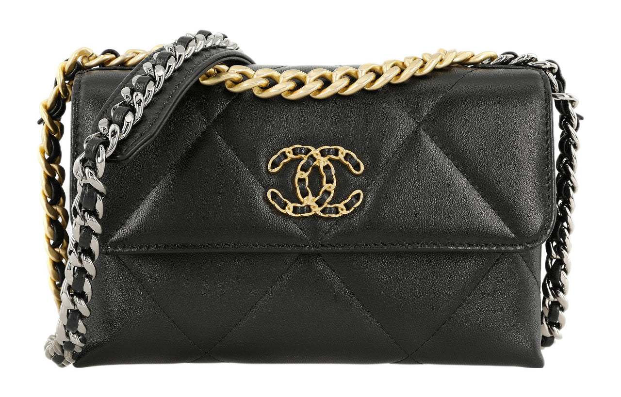 CHANEL 19Bag Lambskin Shoulder Bag Crossbody Bag Women's Black