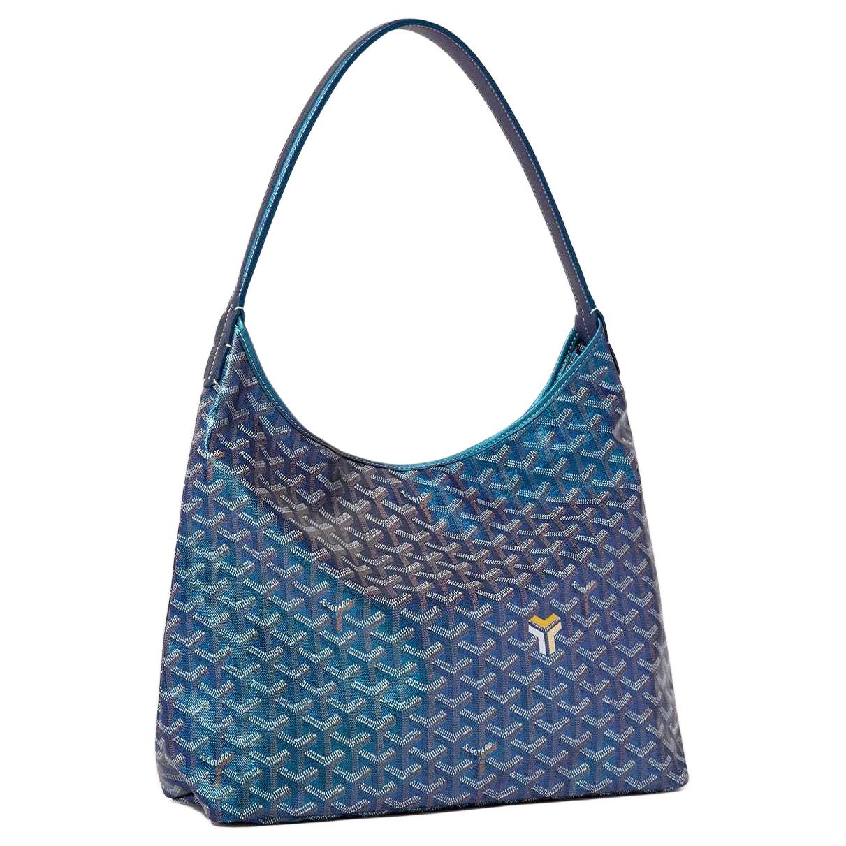 حقيبة يد وكتف من GOYARD Bohème Hobo مصنوعة من القماش وجلد العجل باللون الأزرق اللؤلؤي للنساء
