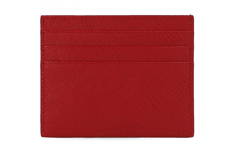 PRADA Cow Leather Card Holder Card Holder Women's Red