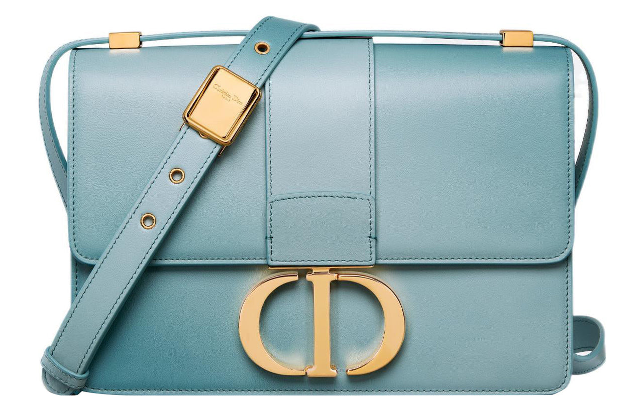DIOR 30 Montaigne Cow Leather Shoulder Bag Crossbody Bag Women's Blue