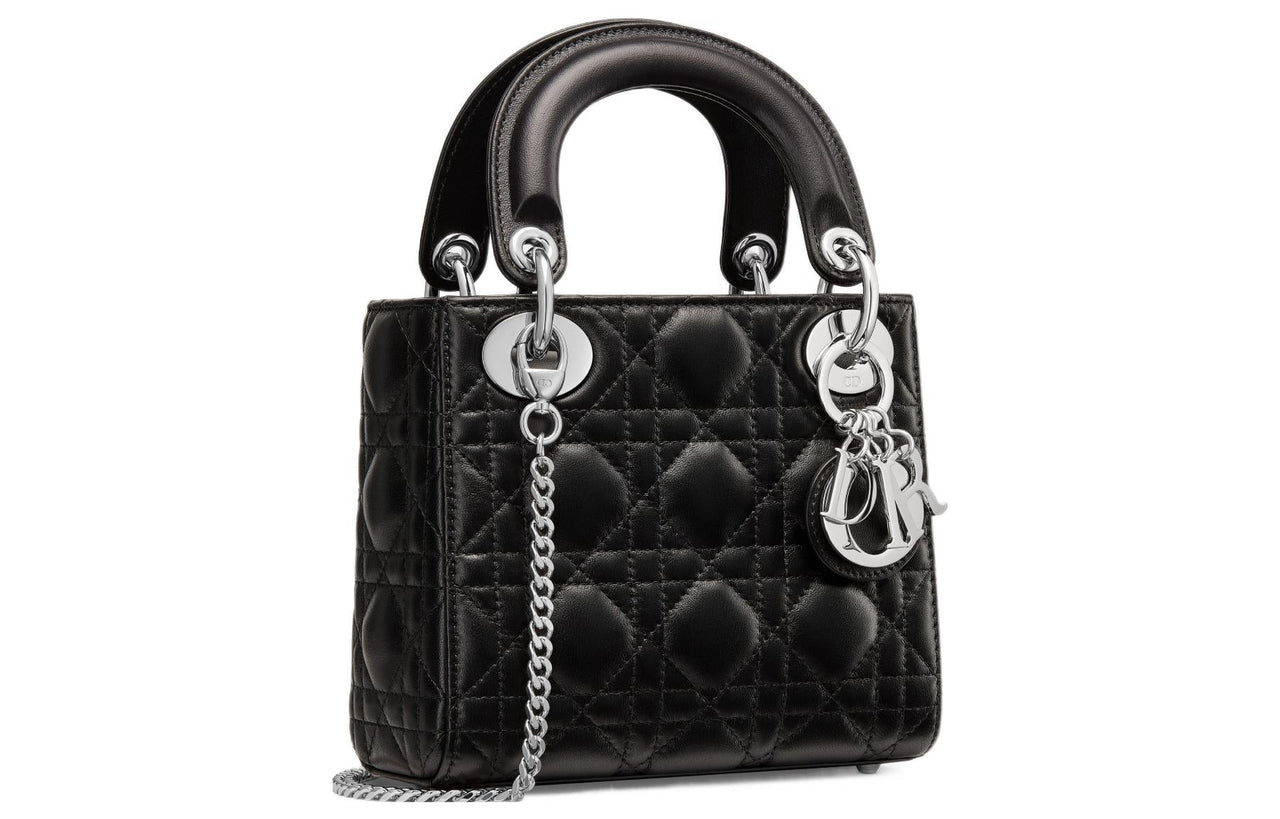 DIOR Lady Dior Lambskin Lady Dior Bag, Shoulder Bag, Crossbody Bag, Handbag Mini Women's Black