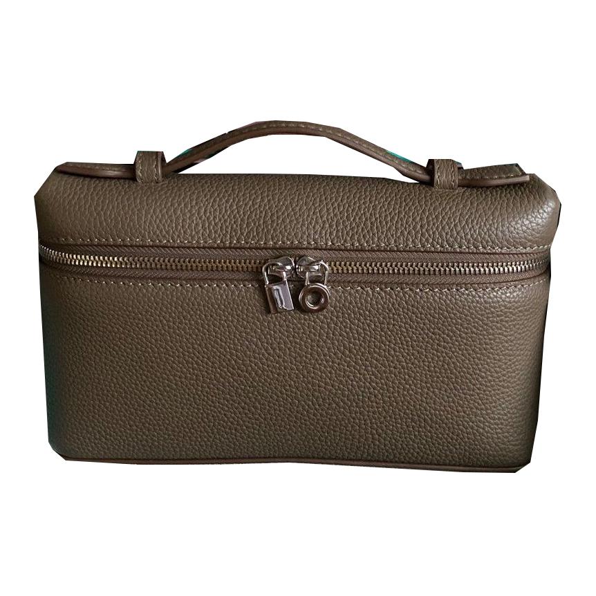 Loro Piana ExtraPocket Grained Calfskin One Shoulder Handbags Women's Warm Cardamom Color With Antique Silver Accents