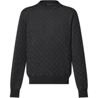 LOUIS VUITTON Monogram Embellished Wool Evening Crewneck