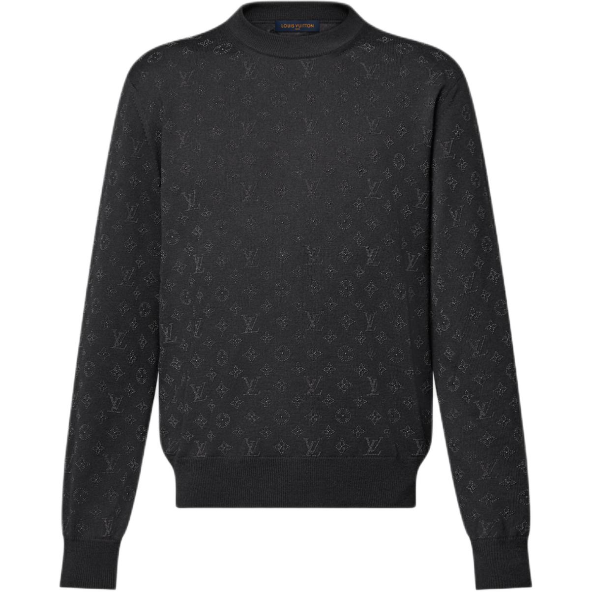 LOUIS VUITTON Monogram Embellished Wool Evening Crewneck