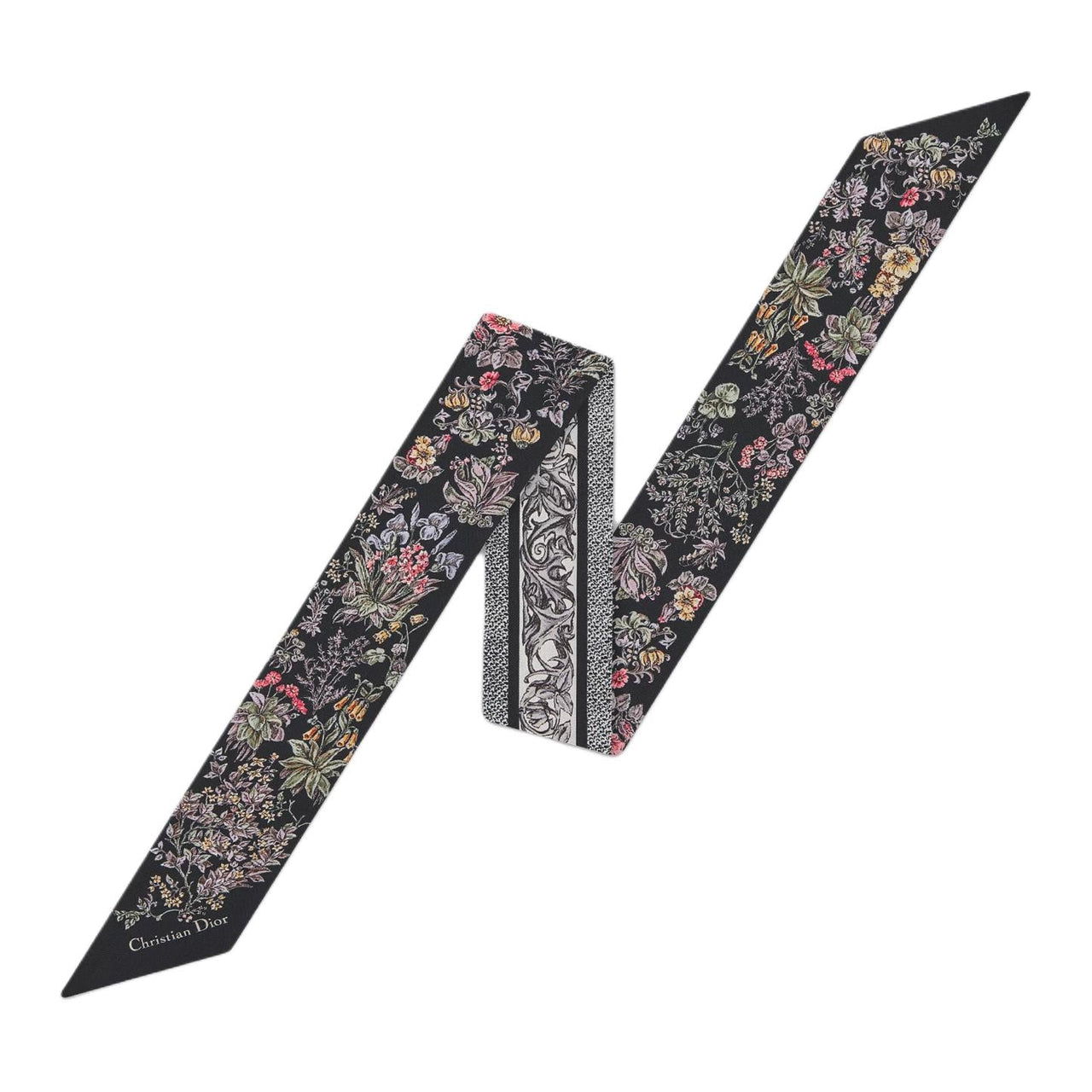DIOR Mulberry Silk Scarves Women's Black