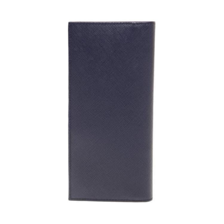PRADA Cow Leather Clutch Wallet Men's Dark Blue