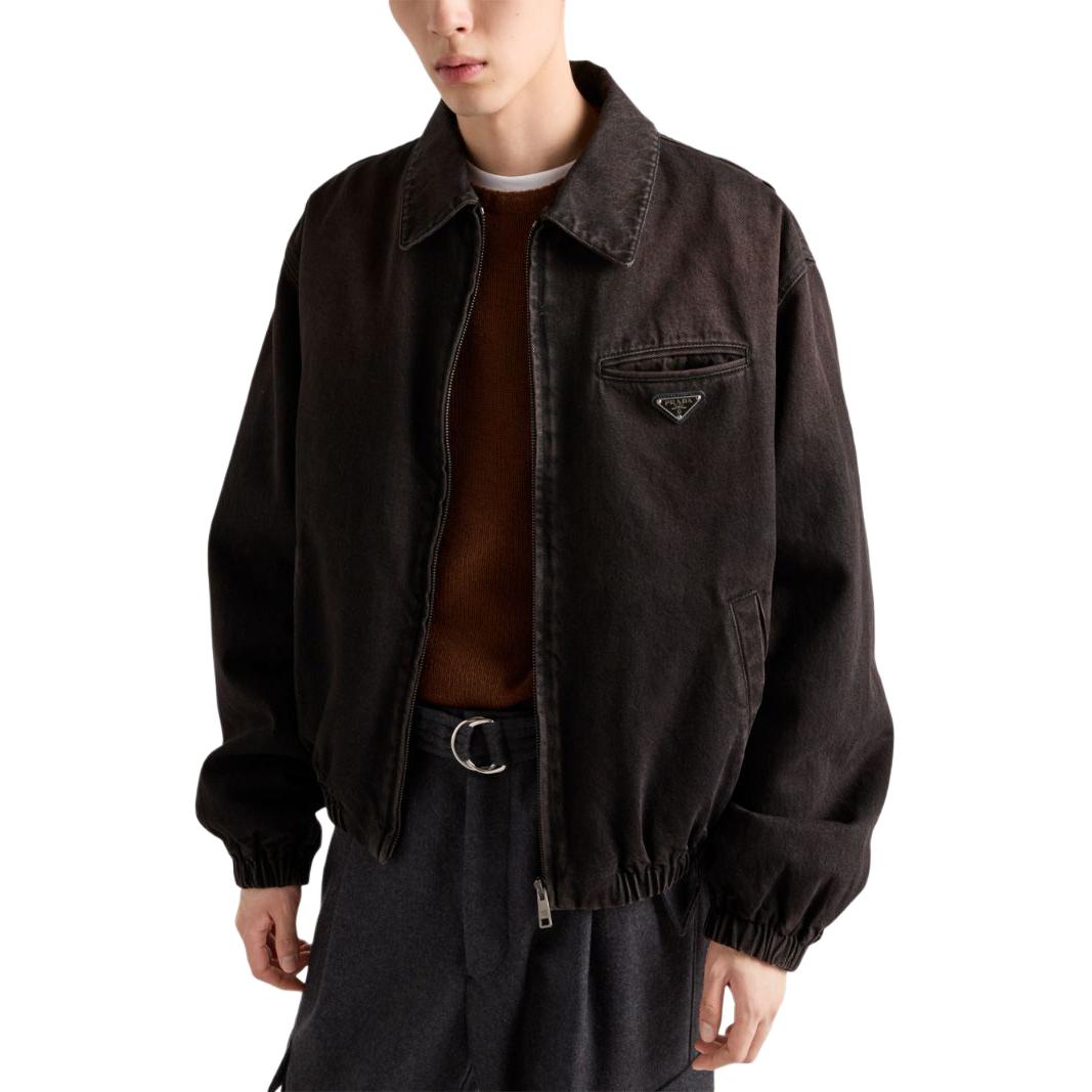 PRADA Zip Up Padded Denim Bomber Jacket