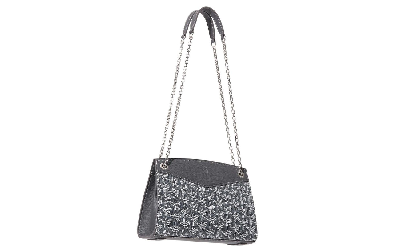 GOYARD Rouette Canvas With Leather Totes Chain Bag Shoulder Bag Women's Gray