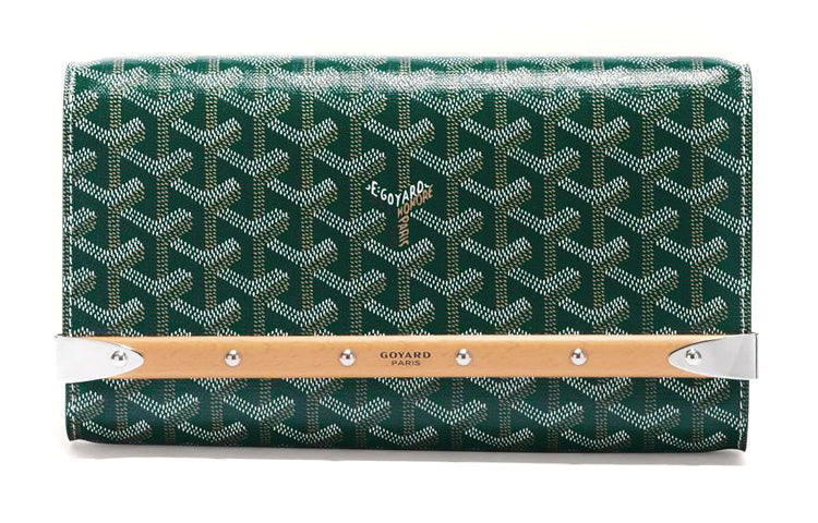 GOYARD MONTE-CARLO Canvas With Leather Clutches Crossbody Bags Small Size Women's Green