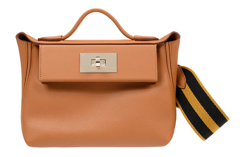 HERMES 24/24 Evercolor Leather With Swift Calfskin One Shoulder Handbag Crossbody Bag Mini Women's Gold Brown