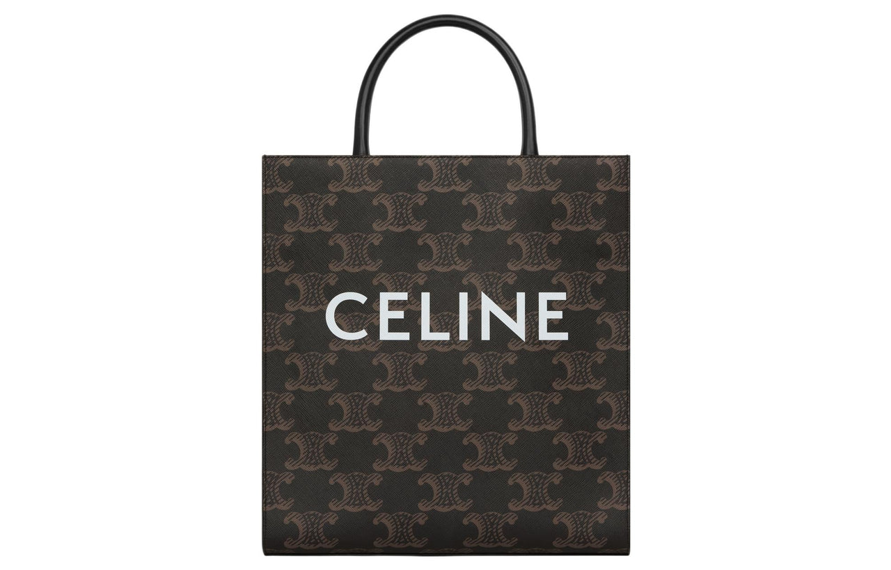 CELINE Canvas-paneled Calfskin Trim Tote Bag Shopping Bag Shoulder Bag Crossbody Bag Handbag Medium Size Men's Black