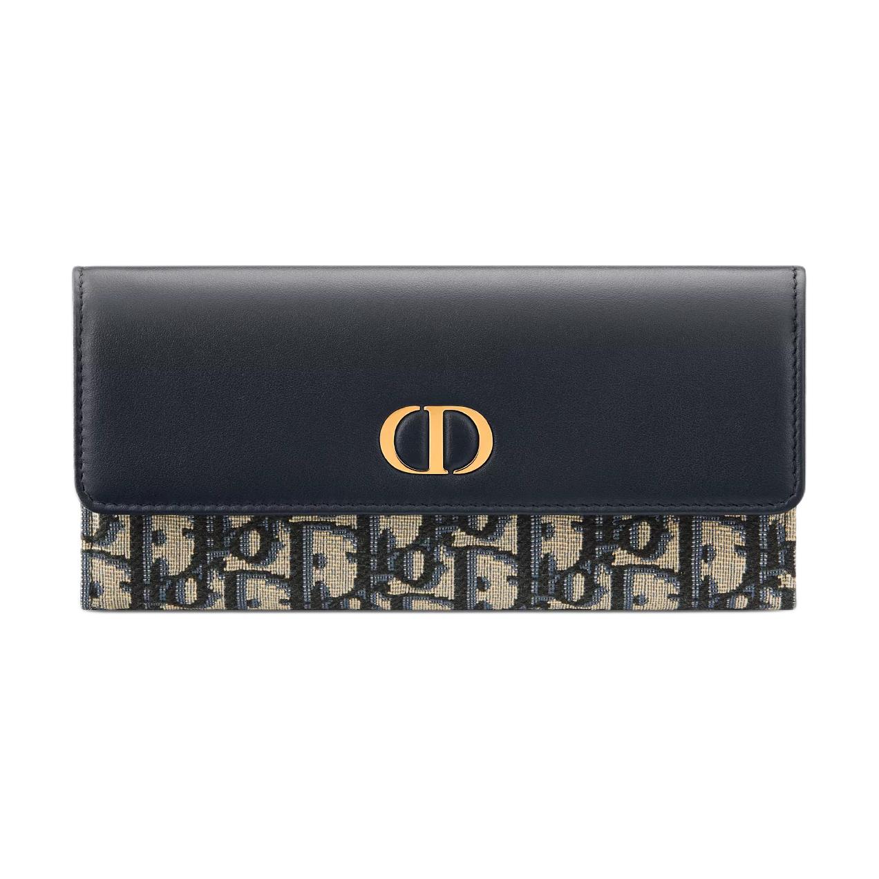 DIOR 30 Montaigne Cotton Wallet Women's Black & Blue