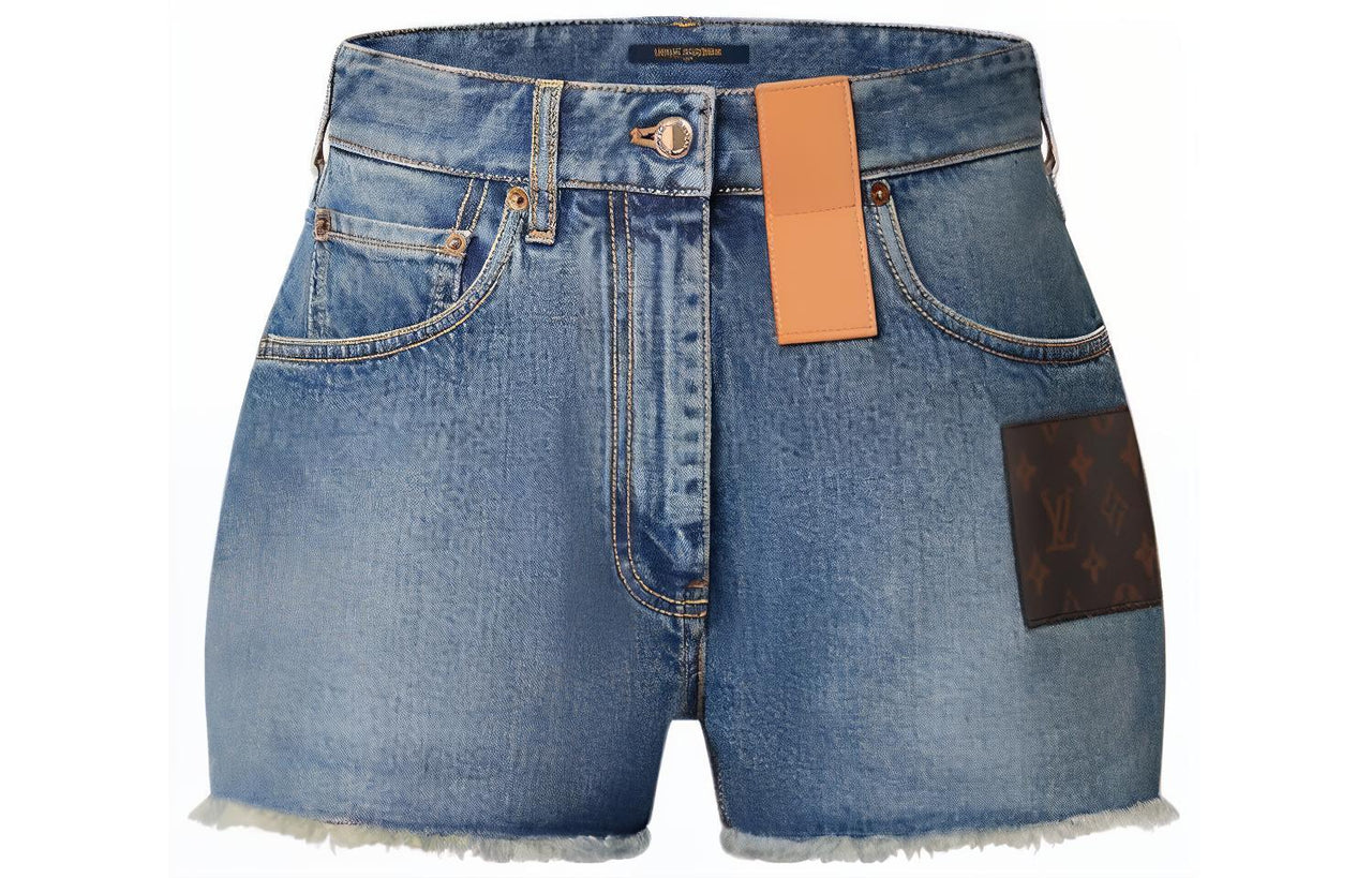 LOUIS VUITTON Frayed Hem Denim Mini Shorts