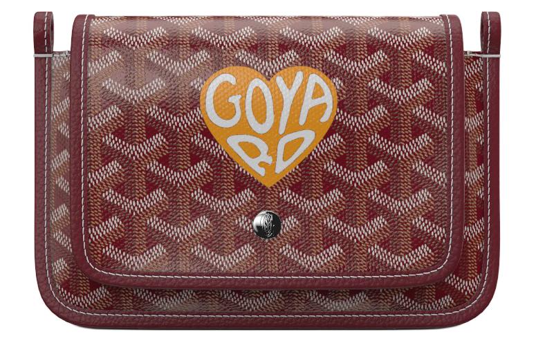 GOYARD Canvas With Leather Envelope Bag Crossbody Bag Shoulder Bag Unisex Burgundy & Yellow Small Heart