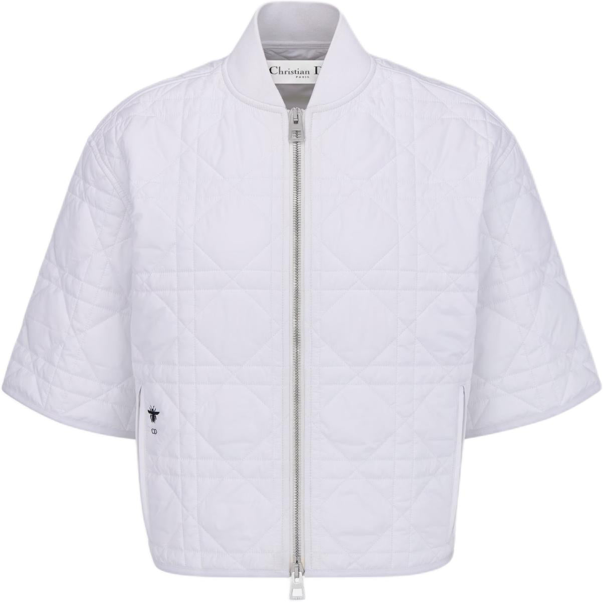 DIOR Large Cannage Pattern Short-Sleeved Navy Coat Jackets Coats Women's White