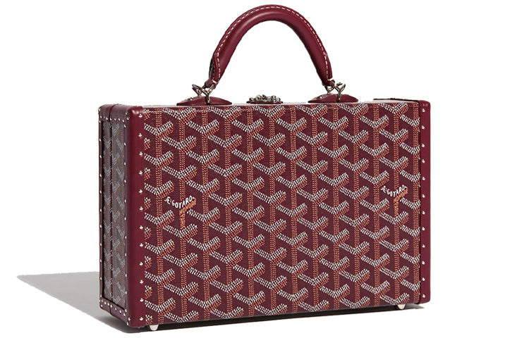 GOYARD Grand Hôtel Canvas With Leather Box Bag Handbags Women's Burgundy