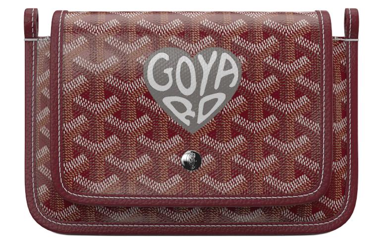 GOYARD Canvas With Leather Envelope Bag Crossbody Bag Shoulder Bag Unisex Burgundy & Gray Small Heart