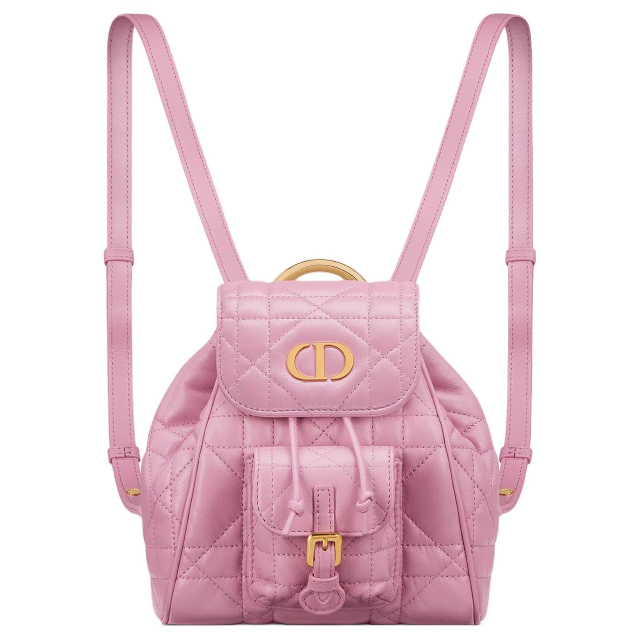 DIOR Caro Lambskin Backpack Small Size Women's Blossom Pink