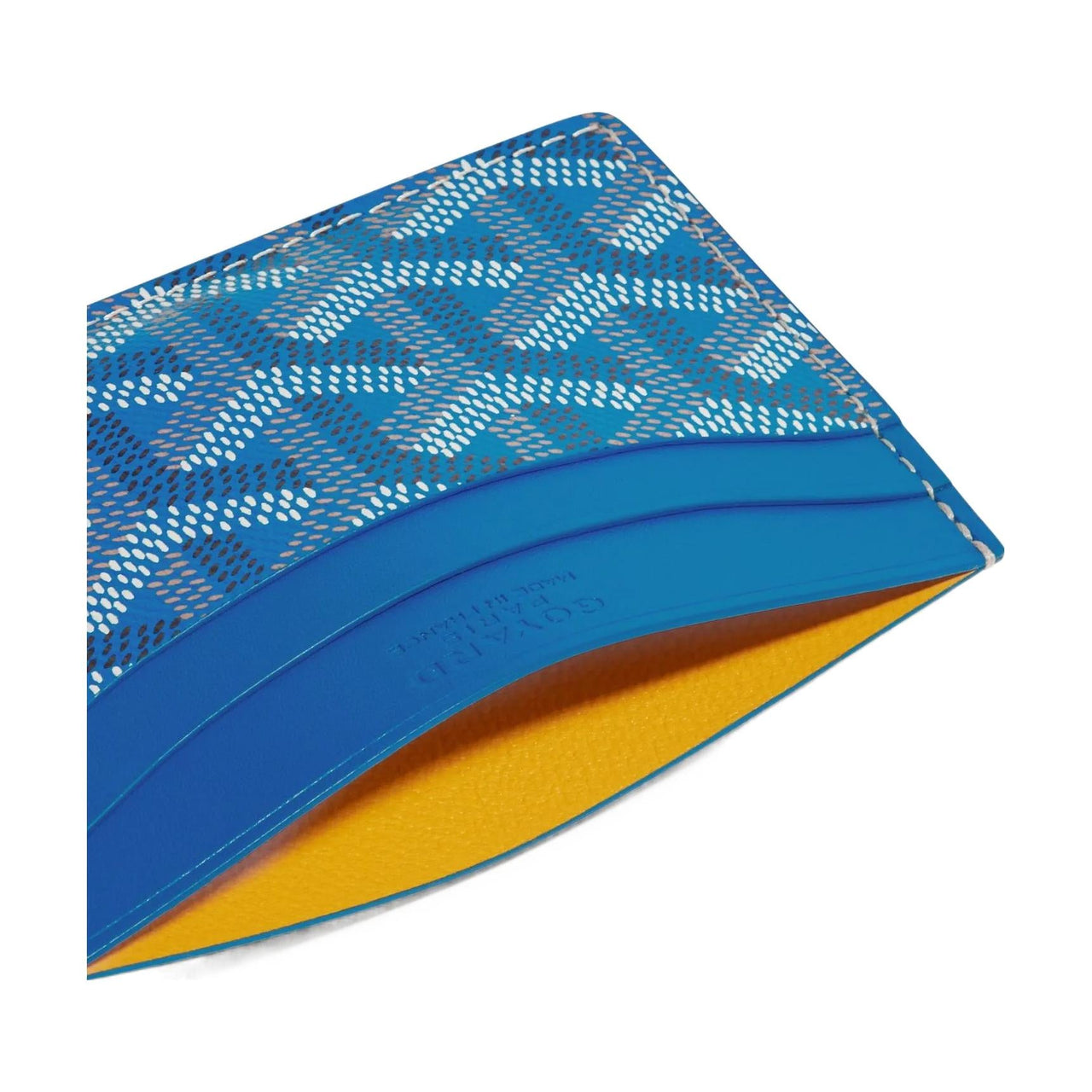 GOYARD Canvas With Calfskin Card Clip Card Holder Unisex Sky Blue With Light Blue Accents And Small Heart Design