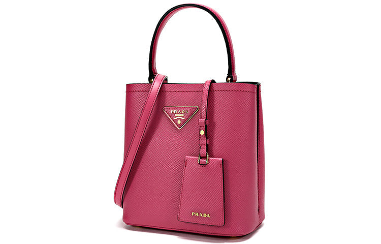 PRADA Cow Leather Crossbody Bag Women's Rose Red